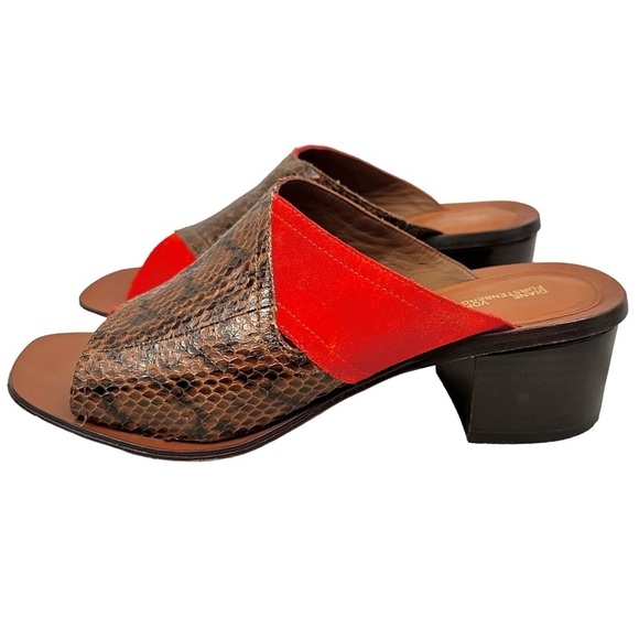 DIANE VON FURSTENBERG Square Toed Snakeskin & suede Heeled Sandals - Picture 3 of 10